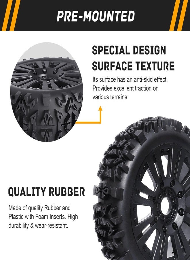 CrazyHobby Pre-Glued RC Buggy Tires & Wheels Rims Set with Foam Inserts for 1/8 Arrma Typhon 6S 3S Blx Losi 8ight Tekno Kyosho Hobao Off-Road Car(4Pcs) - Image 3